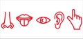 Sense organs: smell, sight, hearing, touch, taste icon vector, illustration Royalty Free Stock Photo